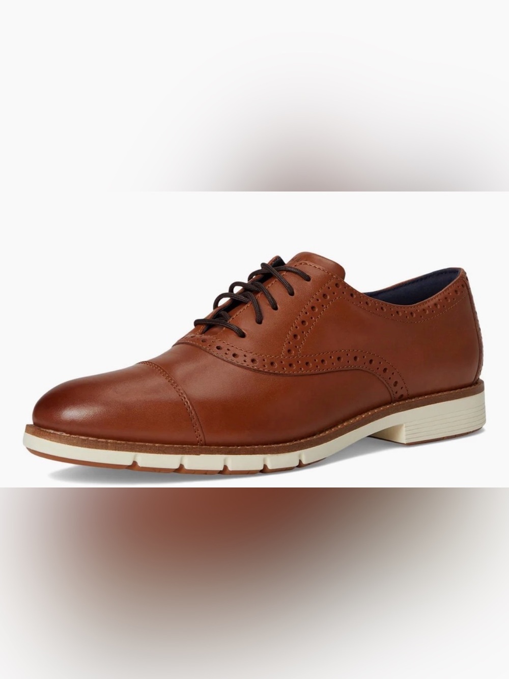 Cole Haan Grand Men’s Brown Leather Wingtip Cap Toe Lace-Up Oxford Dress